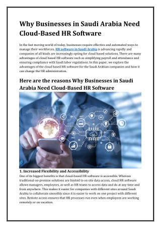 Why Businesses in Saudi Arabia Need Cloud-Based HR Software