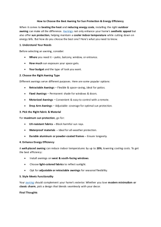 How to Choose the Best Awning for Sun Protection