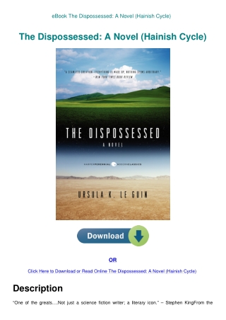 eBook The Dispossessed A Novel (Hainish Cycle)