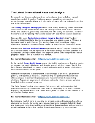 The Latest International News and Analysis