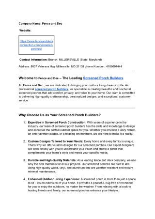 screened porch builders