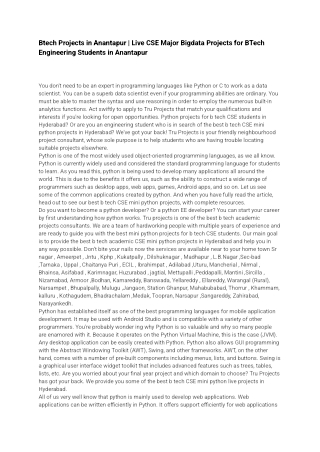 Btech Projects in Anantapur | Live CSE Major Bigdata Projects