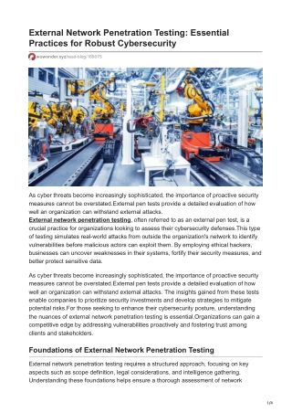 External Network Penetration Testing Essential Practices for Robust Cybersecurity