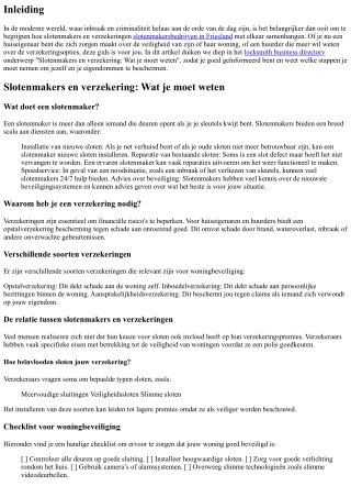 Slotenmakers en verzekering: Wat je moet weten