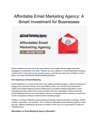 Affordable Email Marketing Agency_ A Smart Investment for Businesses