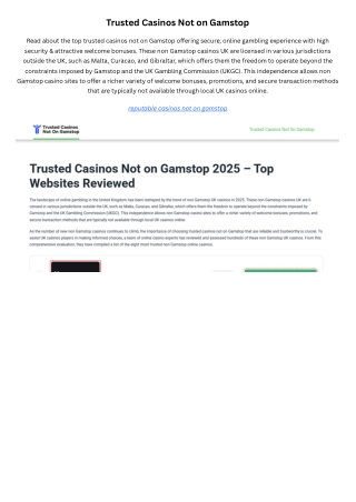 Trusted Casinos Not on Gamstop