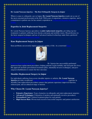 Shoulder Replacement Surgeon in Jaipur