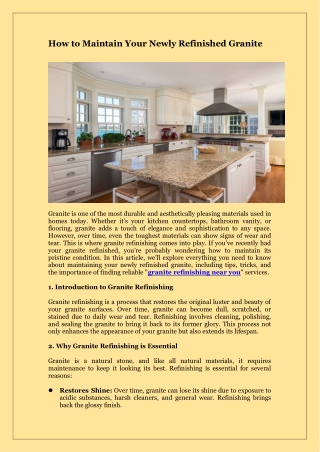 How to Maintain Your Newly Refinished Granite