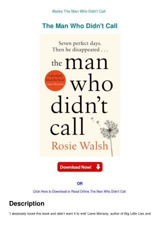 Books The Man Who Didn't Call