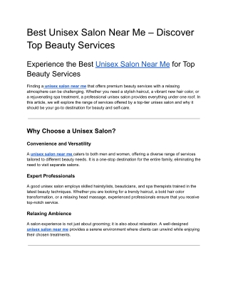 Best Unisex Salon Near Me – Discover Top Beauty Services
