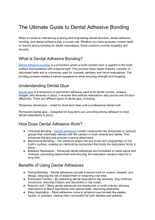 The Ultimate Guide to Dental Adhesive Bonding