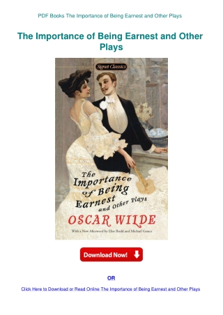 PDF Books The Importance of Being Earnest and Other Plays