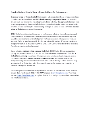 Seamless Business Setup in Dubai