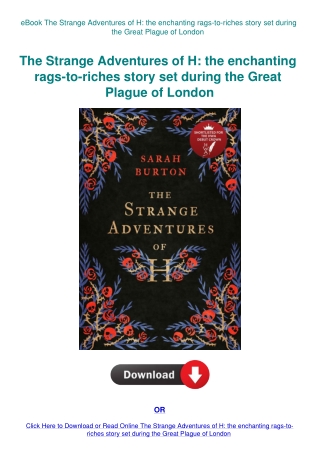eBook The Strange Adventures of H the enchanting rags-to-riches story set during the Great Plague of