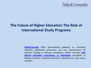 The Future of Higher Education The Role of International Study Programs
