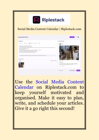 Social Media Content Calendar  Riplestack.com