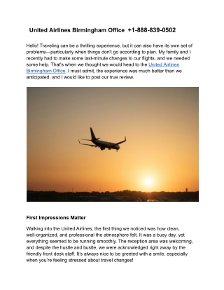 United Airlines Birmingham Office   1-888-839-0502