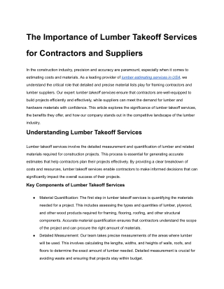 Lumber Estimating Services
