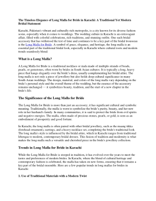 The Timeless Elegance of Long Malla for Bride in Karachi