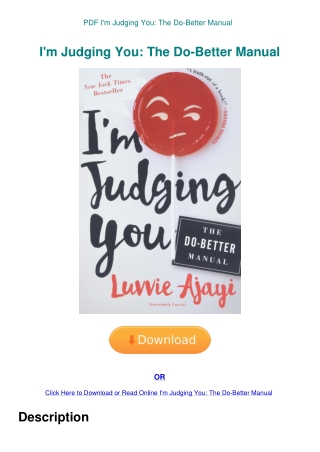 PDF I'm Judging You The Do-Better Manual