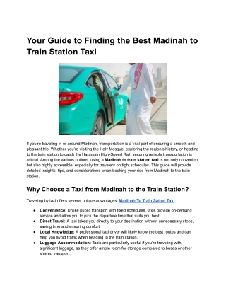 Madinah To Train Sation Taxi