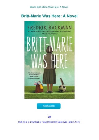 eBook Britt-Marie Was Here A Novel