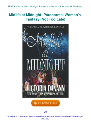 READ Books Midlife at Midnight Paranormal Women's Fantasy (Not Too Late)