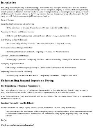 Preparing for Seasonal Changes in the Towing Industry: Tips and Strategies