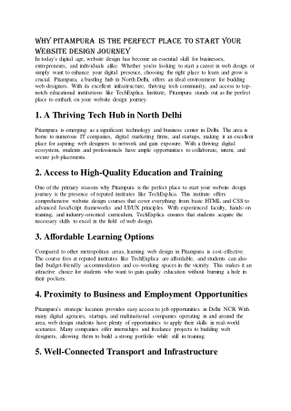 Why Pitampura is the Perfect Place to Start Your Website Design Journey