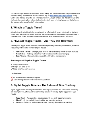 Physical vs. Digital Toggle Timers – Best Time Tracking Software