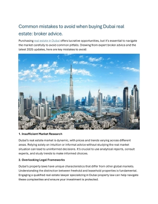 Common mistakes to avoid when buying Dubai real estate