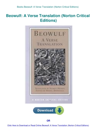 Books Beowulf A Verse Translation (Norton Critical Editions)