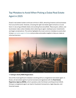 Top Mistakes to Avoid When Picking a Dubai Real Estate Agent in 2025
