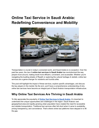 Online Taxi Services In Saudi Arabia