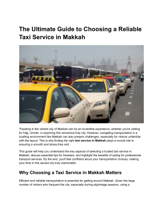 Taxi Service In Makkah