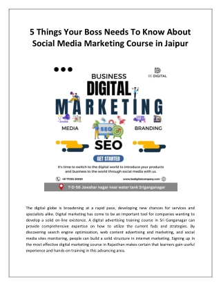 7 Things To Know About Online Digital Marketing Course in Ganganagar