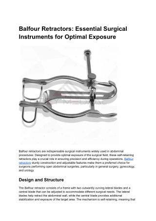 Balfour Retractors_ Essential Surgical Instruments for Optimal Exposure