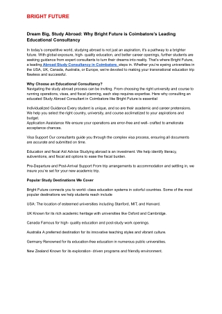 Dream Big, Study Abroad_ Why Bright Future is Coimbatore’s Leading Educational Consultancy