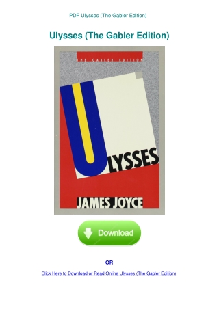 PDF Ulysses (The Gabler Edition)