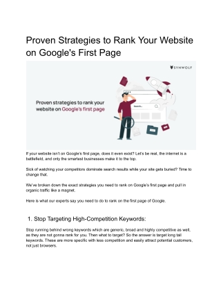 Proven Strategies to Rank Your Website on Google's First Page