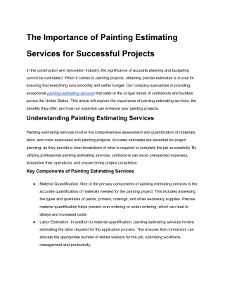 _painting estimating services in USA