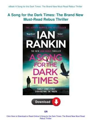 eBook A Song for the Dark Times The Brand New Must-Read Rebus Thriller