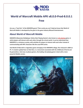 World of Warcraft Mobile APK v8.0.0-Prod-8.0.0.1 Free