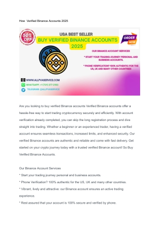 How  Verified Binance Accounts 2025