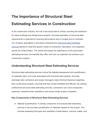 Structural Steel Estimating Services
