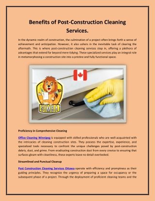 Benefits of Post-Construction Cleaning Services.