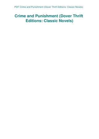PDF Crime and Punishment (Dover Thrift Editions Classic Novels)