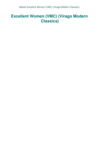 eBook Excellent Women (VMC) (Virago Modern Classics)