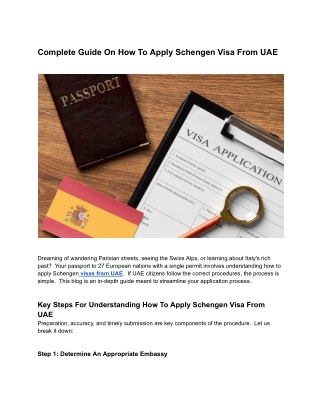 Complete Guide On How To Apply Schengen Visa From UAE