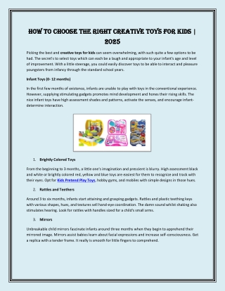 How to Choose the Right Creative Toys for Kids  2025